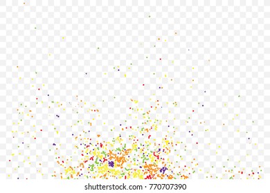 Confetti random blow celebration background template with glitter and sparkles wave spray. Abstract textured isolated on background Vector.