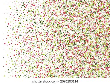 Confetti Red Flying Wallpaper. Top Square Frame. Green Design Dot Texture. Geometric Vector Background.