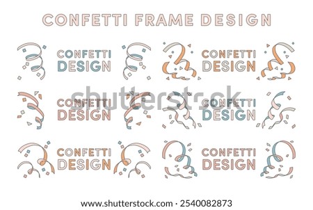 Confetti and ribbon design vector party festive colorful bright event birthday sale main line line color pop