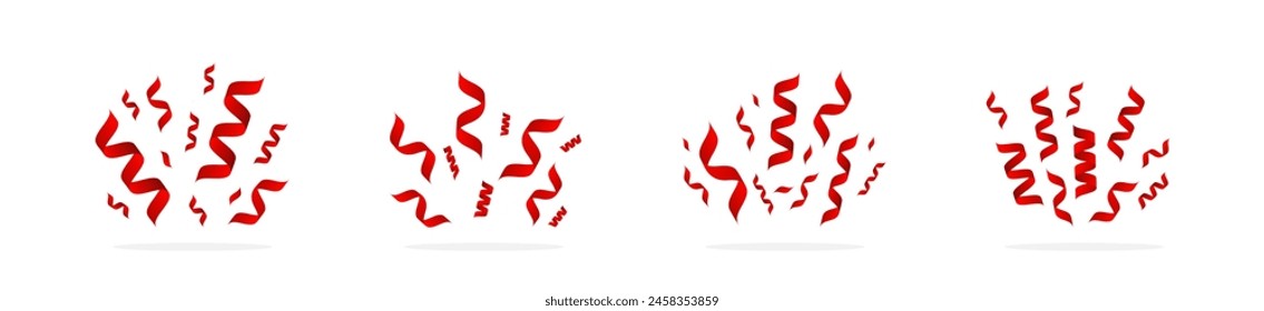 Confetti ribbon icon. Confetti ribbons. Ribbon serpentine, Party streamers, Spiral curled tinsel.