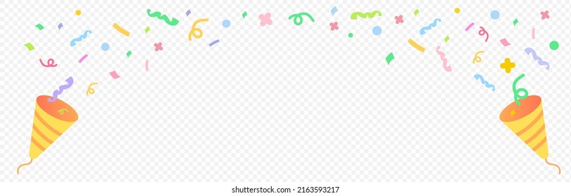 Confetti And Ribbon Promotions And Events Illustration Set. Party, Ribbon, Firecracker, Event. Vector Drawing. Hand Drawn Style.