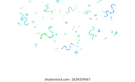 Confetti and ribbon shiny paper explosion falling isolated vector illustration. Surprise party, event, celebration, success
