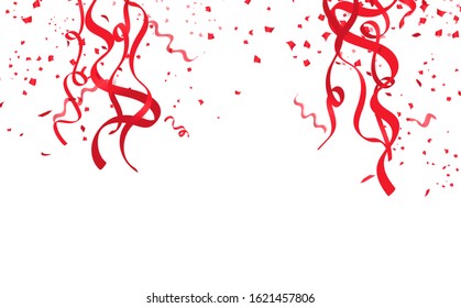 Confetti, ribbons falling, Celebration background, decoration seasonal holiday vector