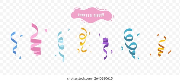 Confetti ribborn set collection. color style. Shape . Vector eps 10