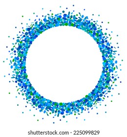 Confetti round frame in blue