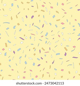 Confeti de fondo sin fisuras. Caída de confeti. Estampado decorativo para cumpleaños, celebración, feriado, festividad de carnaval. Diseño de estilo plano de confeti multicolor