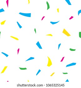 Confetti seamless pattern, bright colorful vector confetti background. Celebration, carnival, party.