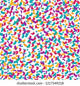 Confetti seamless pattern. Bright colorful background. Vector elements for design, cards, invitations, gift. Template for print, Carnival decoration, textile.