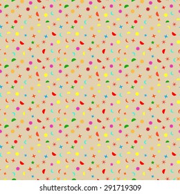Confetti seamless pattern. Festive stylish  texture. Regularly repeating geometrical elements, shapes. Backdrop. Web. Vector element of graphic design