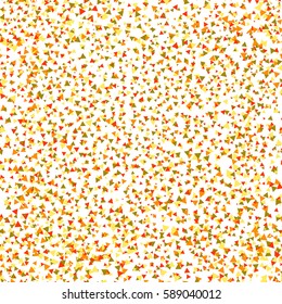 Confetti seamless pattern. Festive stylish texture. Regularly repeating geometrical elements, shapes, small multi-colored triangles. Vector element of graphic design.