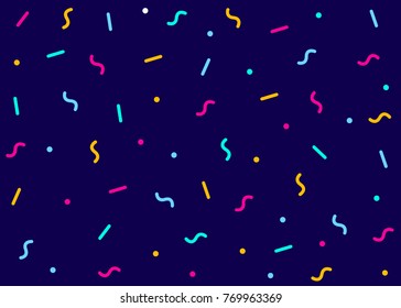 Confetti seamless pattern. Geometric background with different geometric shapes. Memphis seamless confetti pattern. Bright and colorful, 90s style. Vector background - Shutterstock ID 769963369