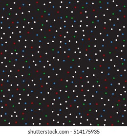 Confetti seamless pattern on a black background. Vector version of the bright, colorful paper   for gifts wrapping decoration .