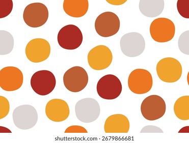 Confetti Seamless Pattern. Seamless Thanksgiving polka dot pattern with warm autumn tones. Fall cozy design. Harvest season