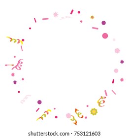 Confetti and serpentine, bright colorful background, cute and fun decoration. Vector illustration for celebration, party, carnival, festive holiday. Design for cards, invitations