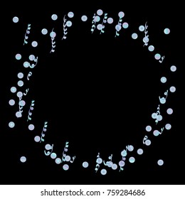 Confetti and serpentine, bright colorful background, cute and fun decoration. Vector illustration for celebration, party, carnival, festive holiday. Black background. Design for cards, invitations