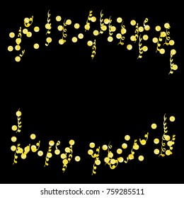 Confetti and serpentine, bright colorful background, cute and fun decoration. Vector illustration for celebration, party, carnival, festive holiday. Black background. Design for cards, invitations