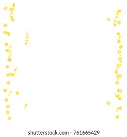 Confetti and serpentine, bright colorful background, cute and fun decoration. Vector illustration for celebration, party, carnival, festive holiday. Design for cards, invitations