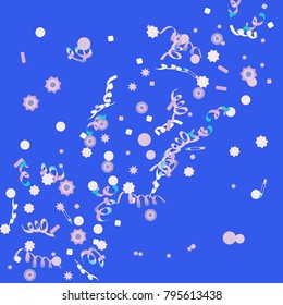 Confetti and serpentine, bright rainbow colored background.Colorful dots.Gentle grey background. Isolated confetti for party in cool colors.Vector illustration for celebration, party, festive,holiday