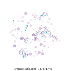 Confetti and serpentine. Colorful dots. Vector
