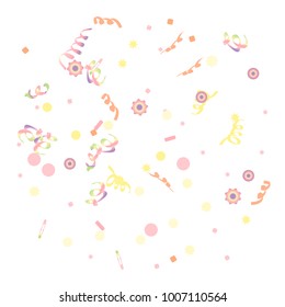 Confetti and serpentine. Colorful dots.Vector