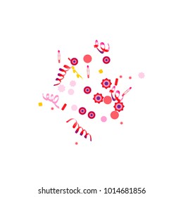 Confetti and serpentine. Colorful dots.Vector