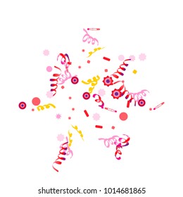 Confetti and serpentine. Colorful dots.Vector
