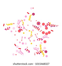 Confetti and serpentine. Colorful dots.Vector