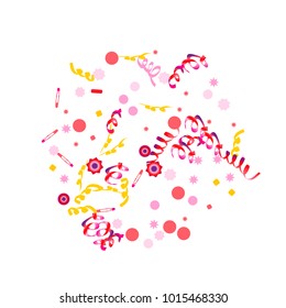 Confetti and serpentine. Colorful dots.Vector