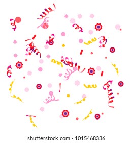 Confetti and serpentine. Colorful dots.Vector