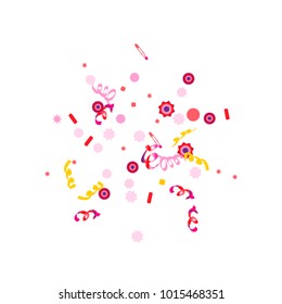 Confetti and serpentine. Colorful dots.Vector