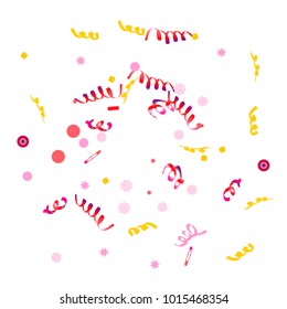 Confetti and serpentine. Colorful dots.Vector