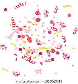 Confetti and serpentine. Colorful dots.Vector