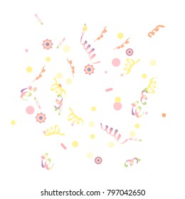 Confetti and serpentine. Colorful dots.Vector