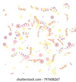 Confetti and serpentine. Colorful dots.Vector