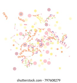Confetti and serpentine. Colorful dots.Vector