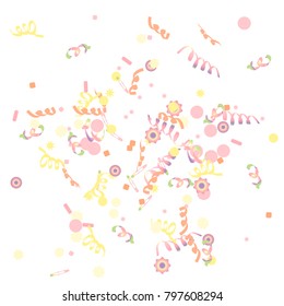 Confetti and serpentine. Colorful dots.Vector