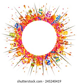 Confetti and serpentine explosion