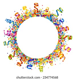 Confetti and serpentine round frame