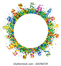 Confetti and serpentine round frame