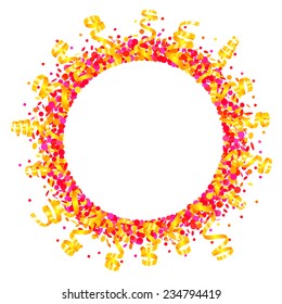 Confetti and serpentine round frame