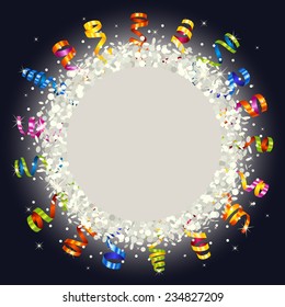 Confetti and serpentine round frame
