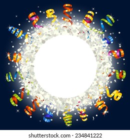 Confetti and serpentine round frame