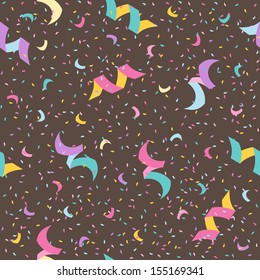 Confetti and Serpentine seamless background. Holiday pattern for your design