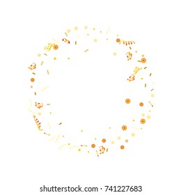 Confetti and serpentine set, bright colorful background,  cute and fun decoration. Vector illustration for celebration, party, carnival, festive holiday.
