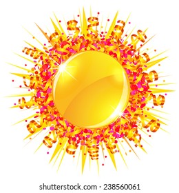 Confetti and serpentine sun