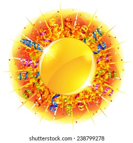 Confetti and serpentine sun