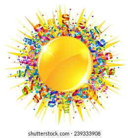 Confetti and serpentine sun