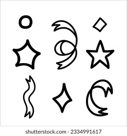 Confetti set doodle vector illustration isolated on white background