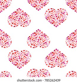 Confetti in the shape of the heart, a spray of hearts.  seamless pattern.Vector illustration.