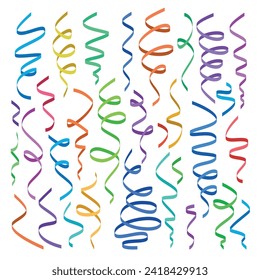 Confetti. Shiny and colored elements for party celebration curly ribbons set recent vector templates of confetti